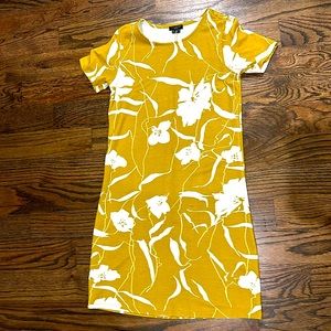 Ann Taylor Factory petite chartreuse tropical floral dress